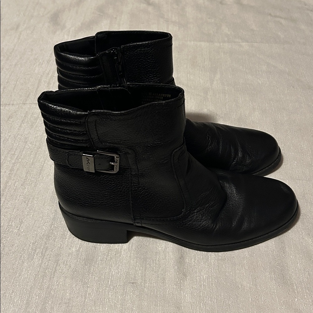 Anne Klein Sport Black Leather Ankle Bootstraps - Picture 4 of 8